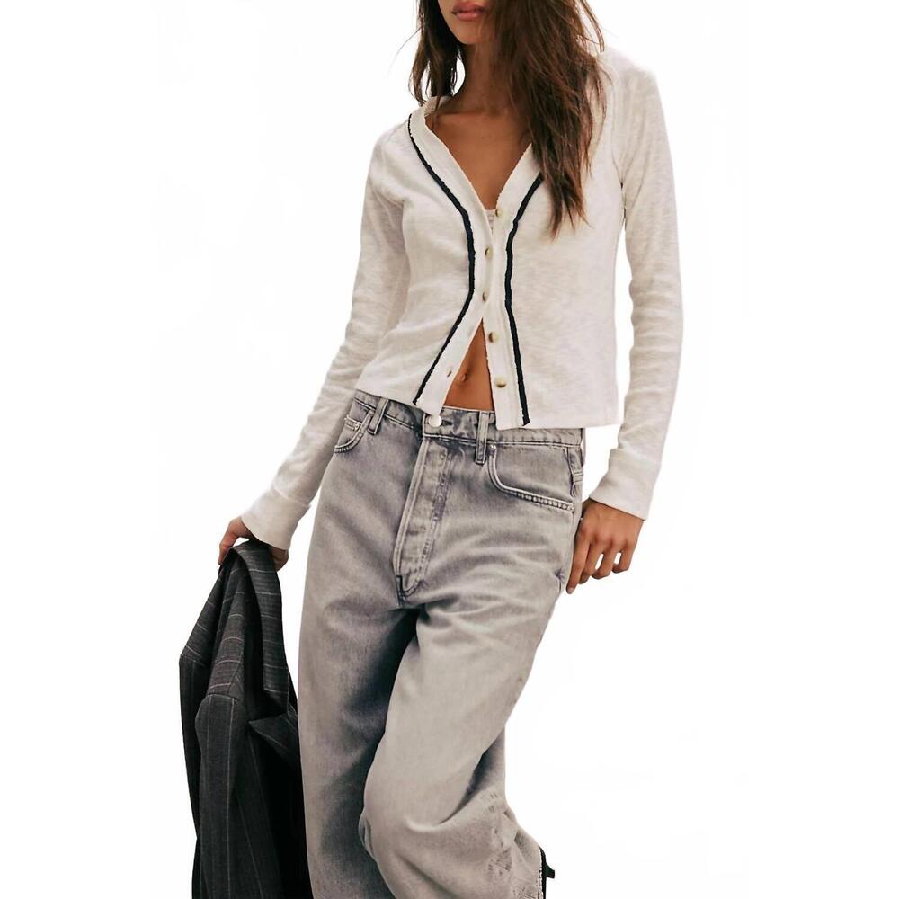 NEW FREE PEOPLE women’s tipton cardigan in ivory combo - Picture 4 of 4